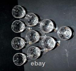 Série de 10 verres porto ancien cristal gravé roue guirlande laurier 1900 H11cm