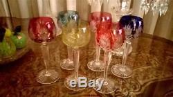 Série de 6 anciens verres saint louis couleur