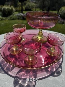 Service À Fruit En Cristal Et Ouraline Ancienne Antique Baccarat Fruit