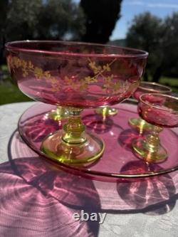 Service À Fruit En Cristal Et Ouraline Ancienne Antique Baccarat Fruit