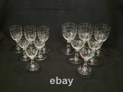 Service De 6 Anciens Verres A Eau + 6 Verres A Vin Gravés Baccarat XIXème