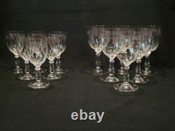 Service De 6 Anciens Verres A Eau + 6 Verres A Vin Gravés Baccarat XIXème