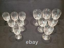 Service De 6 Anciens Verres A Eau + 6 Verres A Vin Gravés Baccarat XIXème
