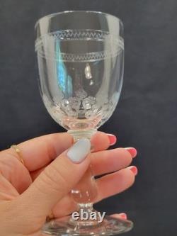 Service De 6 Anciens Verres A Eau + 6 Verres A Vin Gravés Baccarat XIXème