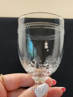 Service De 6 Anciens Verres A Eau + 6 Verres A Vin Gravés Baccarat XIXème