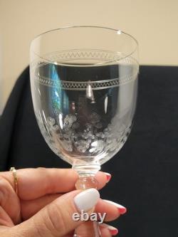 Service De 6 Anciens Verres A Eau + 6 Verres A Vin Gravés Baccarat XIXème