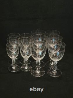 Service De 6 Anciens Verres A Eau + 6 Verres A Vin Gravés Baccarat XIXème