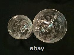 Service De 6 Anciens Verres A Eau + 6 Verres A Vin Gravés Baccarat XIXème