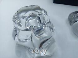 Service a caviar, sel ou poivre ancien en cristal de Daum France avec boîte Rare