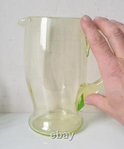 Service orangeade ouraline ancien verre vert jaune ancien art deco nouveau 1900