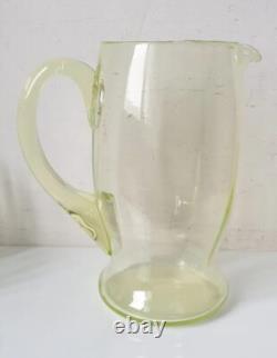 Service orangeade ouraline ancien verre vert jaune ancien art deco nouveau 1900