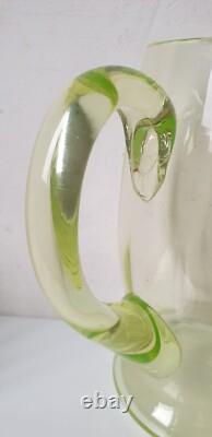 Service orangeade ouraline ancien verre vert jaune ancien art deco nouveau 1900