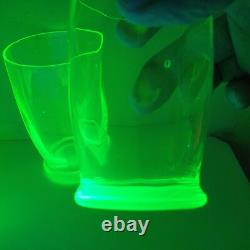 Service orangeade ouraline ancien verre vert jaune ancien art deco nouveau 1900