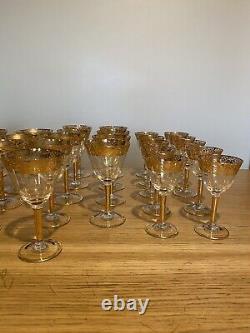 Service verres ancien cristal iridescent Val Saint Lambert 1950/1959