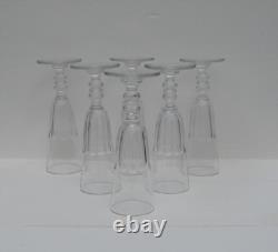 Six anciennes flûtes à champagne en cristal à pans taillés