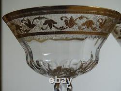 St Louis 2 Anciennes Coupes A Champagne En Cristal Gravure Modele Callot Gold