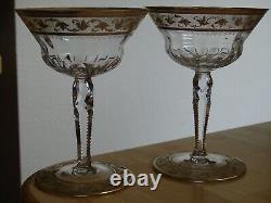St Louis 2 Anciennes Coupes A Champagne En Cristal Gravure Modele Callot Gold