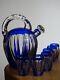 St Louis Ancien Service A Liqueur Cristal Doubler Colorer Bleu Beaufort 1930