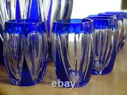St Louis Ancien Service A Liqueur Cristal Doubler Colorer Bleu Beaufort 1930