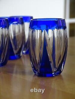 St Louis Ancien Service A Liqueur Cristal Doubler Colorer Bleu Beaufort 1930