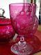St Louis Ancien Service Nuit Cristal Doubler Colorer Rouge Gravure Florle 19eme