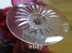 St Louis Ancien Service Nuit Cristal Doubler Colorer Rouge Gravure Florle 19eme