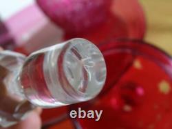 St Louis Ancien Service Nuit Cristal Doubler Colorer Rouge Gravure Florle 19eme