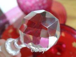 St Louis Ancien Service Nuit Cristal Doubler Colorer Rouge Gravure Florle 19eme