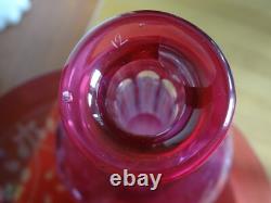 St Louis Ancien Service Nuit Cristal Doubler Colorer Rouge Gravure Florle 19eme