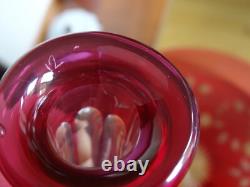 St Louis Ancien Service Nuit Cristal Doubler Colorer Rouge Gravure Florle 19eme