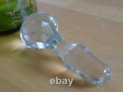 St Louis Ancienne Carafe A Liqueur Cristal Vert Gravure Art Nouveau Nenuphars
