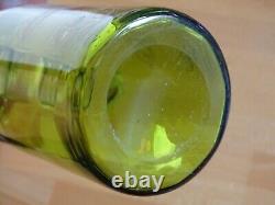 St Louis Ancienne Carafe A Liqueur Cristal Vert Gravure Art Nouveau Nenuphars