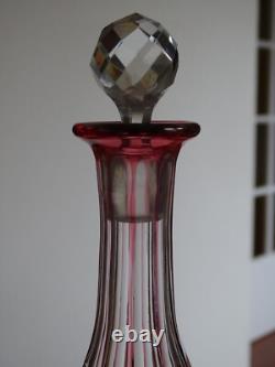 St Louis Ancienne Carafe A Vin Overlay Cristal Gravure Art Nouveau Vignes