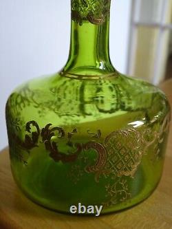 St Louis Ancienne Carafe Vert Liqueur Cristal Gravure Art Nouveau Talma 889 Gold