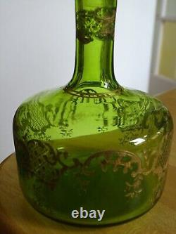 St Louis Ancienne Carafe Vert Liqueur Cristal Gravure Art Nouveau Talma 889 Gold