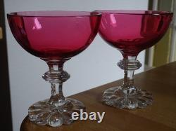 Style Baccarat 2 Anciennes Coupes Champagne Cristal Doubler Coloer Rouge 19 Eme
