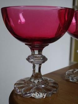 Style Baccarat 2 Anciennes Coupes Champagne Cristal Doubler Coloer Rouge 19 Eme