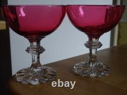 Style Baccarat 2 Anciennes Coupes Champagne Cristal Doubler Coloer Rouge 19 Eme