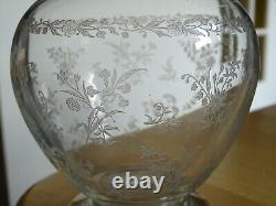 Style Saint Louis Ancienne Carafe A Vin Cristal Gravure Modele Florale Ep 1920