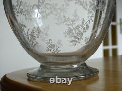 Style Saint Louis Ancienne Carafe A Vin Cristal Gravure Modele Florale Ep 1920