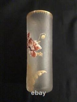 Sublime Ancien Vase Rouleau Émaillé Décor de Pavots MONTJOYE LEGRAS Art Nouveau