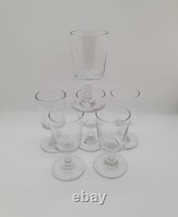 Suite de 6 anciens verres à pied Vin en verre soufflé XIXème