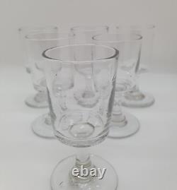 Suite de 6 anciens verres à pied Vin en verre soufflé XIXème