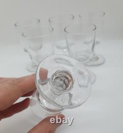 Suite de 6 anciens verres à pied Vin en verre soufflé XIXème