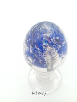 Sulfure Presse Papier Ancien Oeuf Bleu Sur Pied Verre France XIXème Siècle