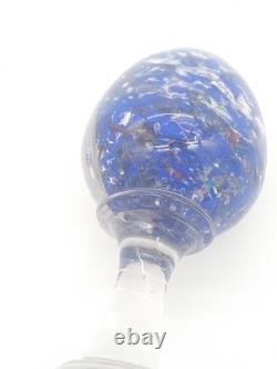 Sulfure Presse Papier Ancien Oeuf Bleu Sur Pied Verre France XIXème Siècle