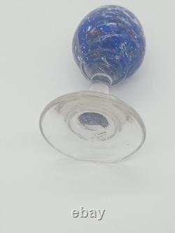 Sulfure Presse Papier Ancien Oeuf Bleu Sur Pied Verre France XIXème Siècle