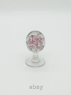 Sulfure Presse Papier Ancien Sur Pied Fontaine Verre Rose France XIXème Siècle