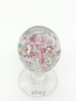 Sulfure Presse Papier Ancien Sur Pied Fontaine Verre Rose France XIXème Siècle