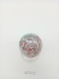 Sulfure Presse Papier Ancien Sur Pied Fontaine Verre Rose France XIXème Siècle
